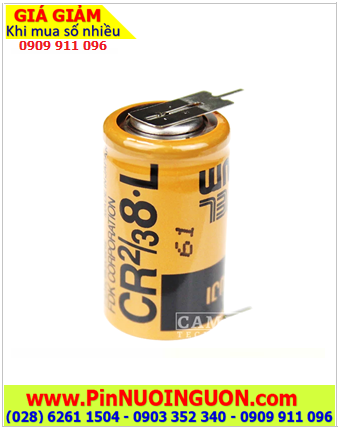 Pin FUJI CR 2/3 8.L (chân thép hàn); Pin nuôi nguồn FUJI CR 2/3 8.L lithium 3v 2/3A 1800mAh chính hãng _Xuất xứ Nhật